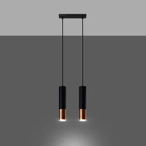 Hanglampen Zarpex modern van – 2 lichtbronnen 3000K – L.30 x H.90 cm – zwart/koper Hanglampen Zarpex modern van – 2 lichtbronnen 3000K – L.30 x H.90 cm – zwart/koper