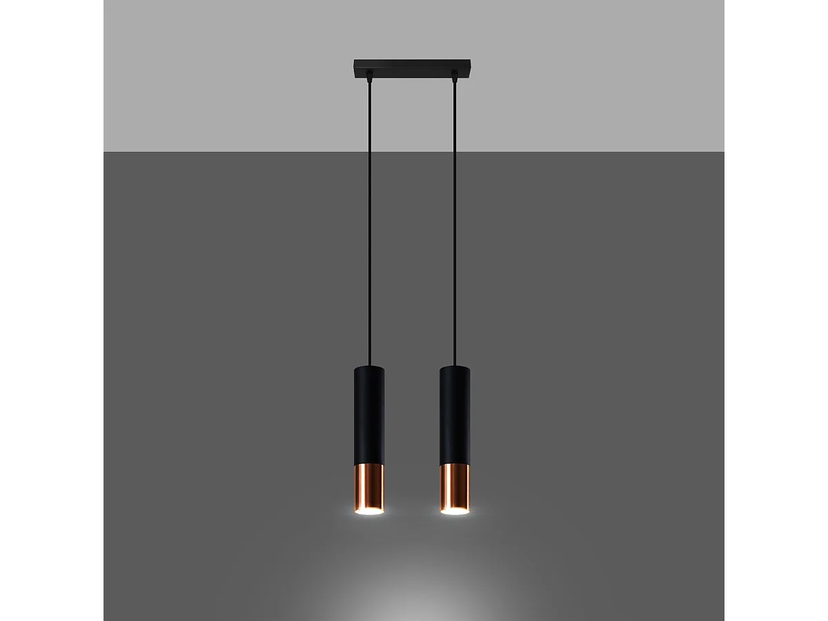 Hanglampen Zarpex modern van - 2 lichtbronnen 3000K - L.30 x H.90 cm - zwart/koper