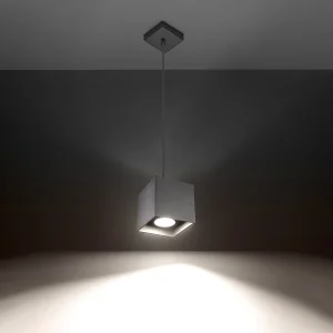 Hanglampen Quadx modern van  – 1 lichtbronnen 3000K – L.10 x H.110 cm – grijs