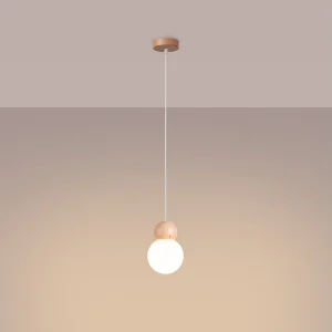 Hanglampen Torch Scandinavisch van  – 1 lichtbronnen 3000K – L.11 x H.124 cm – wit/natuurlijk hout