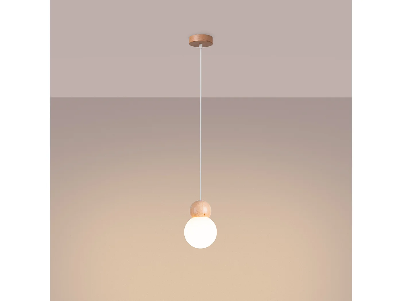 Hanglampen Torch Scandinavisch van - 1 lichtbronnen 3000K - L.11 x H.124 cm - wit/natuurlijk hout