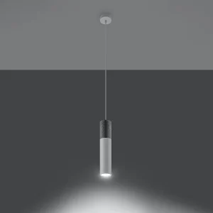 Hanglampen Lume modern van – 1 lichtbronnen 3000K – L.8 x H.105 cm – wit/grijs Hanglampen Lume modern van – 1 lichtbronnen 3000K – L.8 x H.105 cm – wit/grijs
