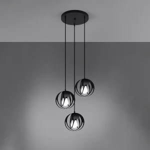 Hanglampen Brive modern van  – 3 lichtbronnen 3000K – L.30 x H.117 cm – zwart