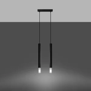 Hanglampen Eclim modern van – 2 lichtbronnen 3000K – L.30 x H.120 cm – zwart Hanglampen Eclim modern van – 2 lichtbronnen 3000K – L.30 x H.120 cm – zwart