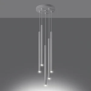 Hanglampen Brill modern van  – 5 lichtbronnen 3000K – L.25 x H.110 cm – wit