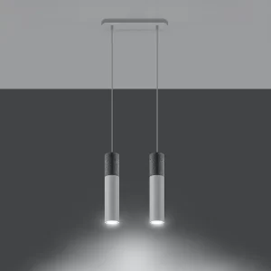 Hanglampen Lume modern van – 2 lichtbronnen 3000K – L.30 x H.90 cm – wit/grijs Hanglampen Lume modern van – 2 lichtbronnen 3000K – L.30 x H.90 cm – wit/grijs