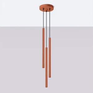 Hanglamp Brill modern van – 3 lichtbronnen 4000K – L.19,5 x H.104 cm – rode oker Hanglamp Brill modern van – 3 lichtbronnen 4000K – L.19,5 x H.104 cm – rode oker