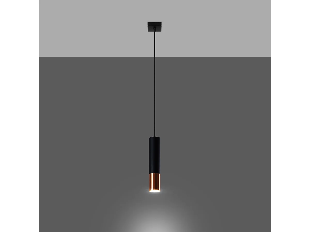 Hanglampen Zarpex modern van - 1 lichtbronnen 3000K - L.8 x H.100 cm - zwart/koper