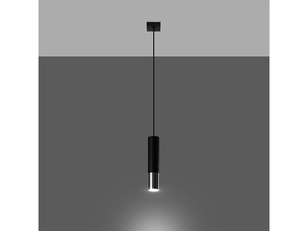 Hanglampen Zarpex modern van - 1 lichtbronnen 3000K - L.8 x H.100 cm - zwart/chroom