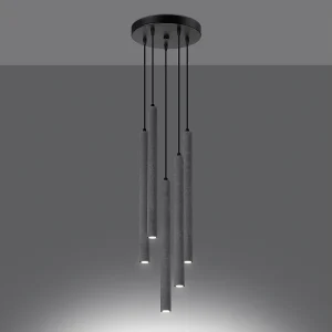 Hanglampen Brill modern van  – 5 lichtbronnen 3000K – L.25 x H.110 cm – grijs