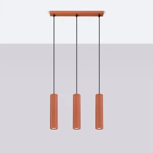 Hanglamp Gloow minimalistisch van – 3 lichtbronnen 4000K – L.45 x H.98 cm – rode oker Hanglamp Gloow minimalistisch van – 3 lichtbronnen 4000K – L.45 x H.98 cm – rode oker
