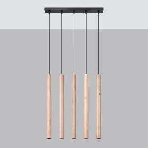 Hanglampen Brill modern van  – 5 lichtbronnen 4000K – L.45 x H.100 cm – hout