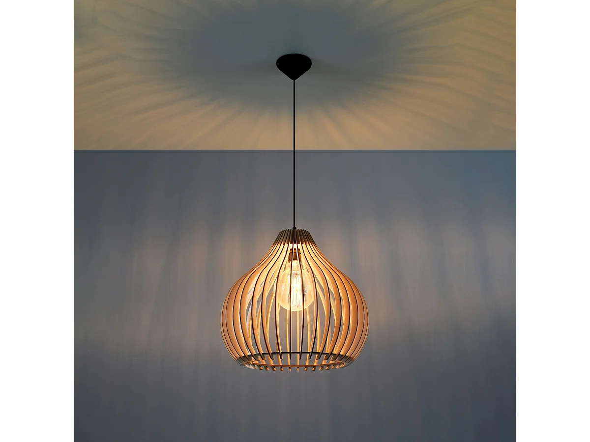 Hanglampen Novidera Scandinavisch van - 1 lichtbronnen 3000K - L.40 x H.110 cm - natuurlijk hout