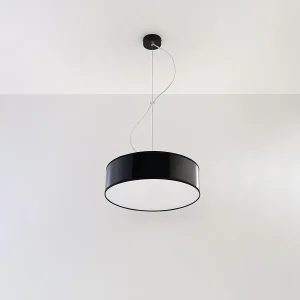 Hanglampen Cercle minimalistisch van  – 2 lichtbronnen 4000K – L.35 x H.111 cm – zwart