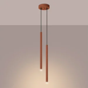 Hanglamp Brill modern van – 2 lichtbronnen 3000K – L.15 x H.104 cm – rode oker Hanglamp Brill modern van – 2 lichtbronnen 3000K – L.15 x H.104 cm – rode oker