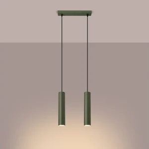 Hanglamp Toris zolder van – 2 lichtbronnen 3000K – L.30 x H.105 cm – olijfgroen Hanglamp Toris zolder van – 2 lichtbronnen 3000K – L.30 x H.105 cm – olijfgroen