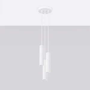 Hanglamp Gloow minimalistisch van – 3 lichtbronnen 4000K – L.19,5 x H.108 cm – wit Hanglamp Gloow minimalistisch van – 3 lichtbronnen 4000K – L.19,5 x H.108 cm – wit