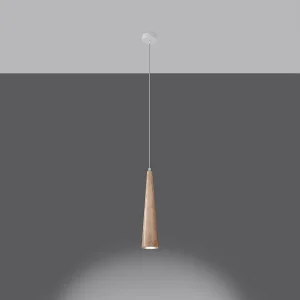 Hanglampen Ravo Scandinavisch van  – 1 lichtbronnen 3000K – L.8 x H.120 cm – natuurlijk hout