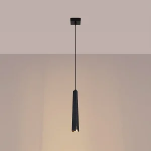 Hanglampen Astel Scandinavisch van  – 1 lichtbronnen 3000K – L.8 x H.120 cm – zwart