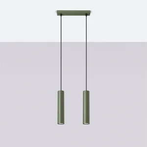 Hanglamp Toris zolder van – 2 lichtbronnen 4000K – L.30 x H.105 cm – olijfgroen Hanglamp Toris zolder van – 2 lichtbronnen 4000K – L.30 x H.105 cm – olijfgroen