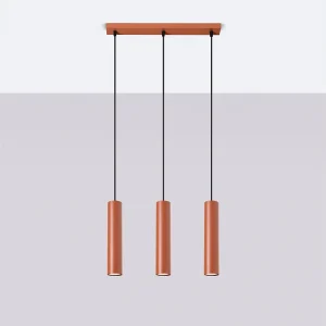 Hanglamp Toris zolder van  – 3 lichtbronnen 4000K – L.45 x H.98 cm – rode oker