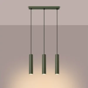 Hanglamp Toris zolder van  – 3 lichtbronnen 3000K – L.45 x H.98 cm – olijfgroen
