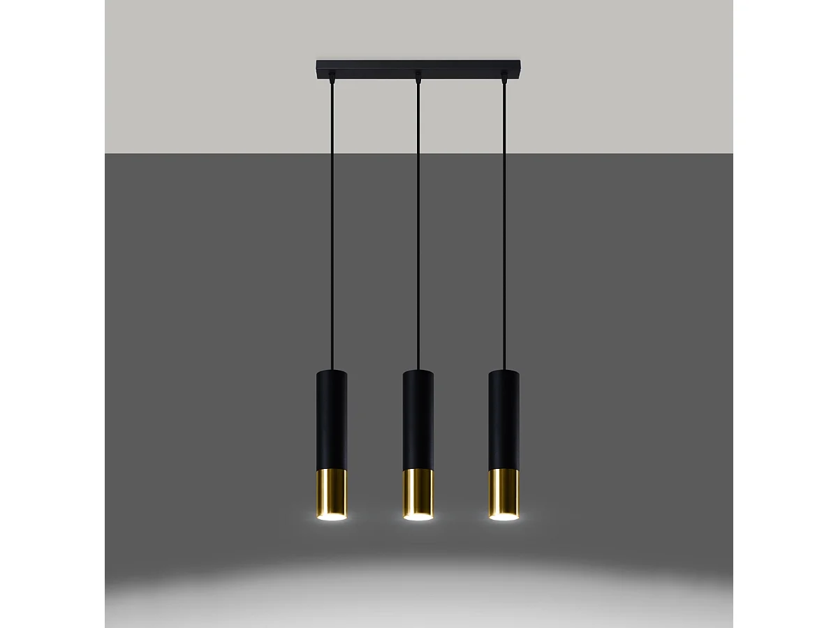 Hanglampen Zarpex modern van - 3 lichtbronnen 3000K - L.45 x H.90 cm - zwart goud