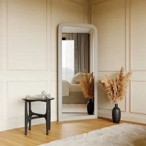 Grote spiegel van paulowniahout – B. 80 x H. 180 cm – Mat wit – HELOISE Grote spiegel van paulowniahout – B. 80 x H. 180 cm – Mat wit – HELOISE