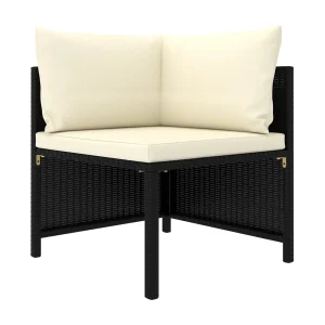 Hoekbank sectioneel met kussens poly rattan zwart