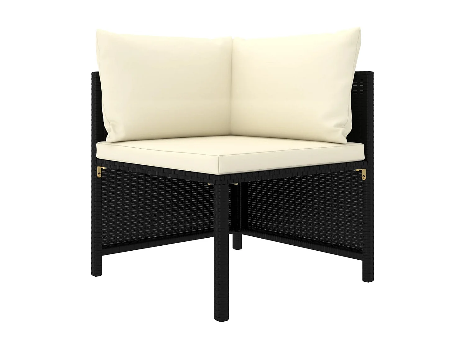 Hoekbank sectioneel met kussens poly rattan zwart