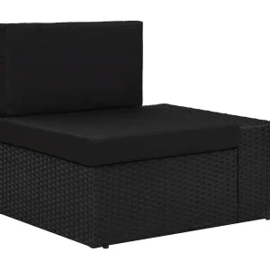 Hoekbank met linkerarmleuning sectioneel poly rattan zwart