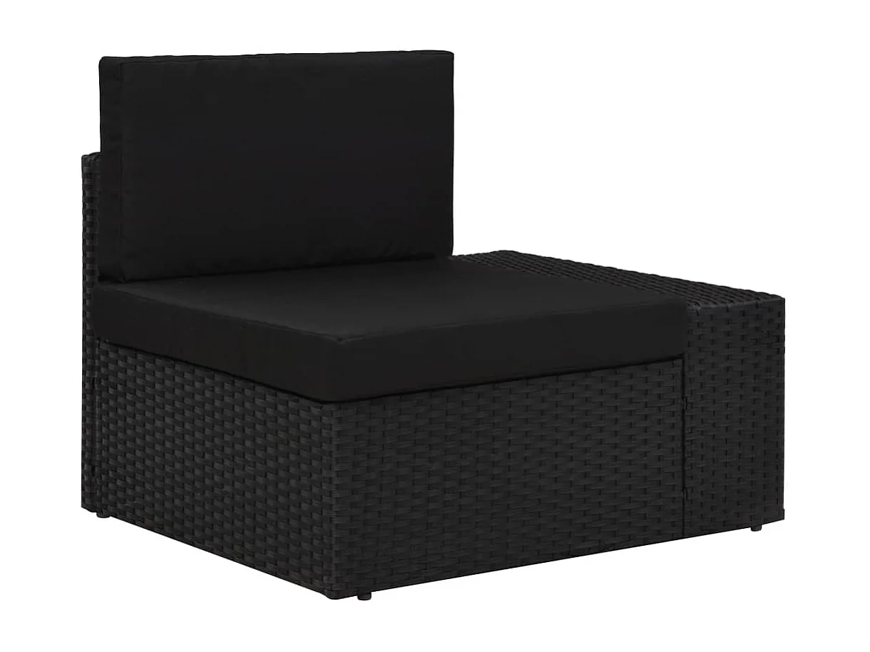 Hoekbank met linkerarmleuning sectioneel poly rattan zwart