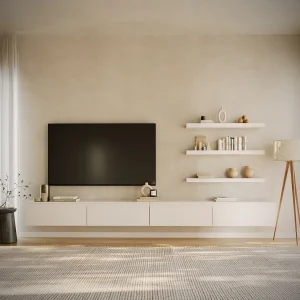 Hangend tv-meubel met 4 kleppen – 300 cm – wit – BEMMI Hangend tv-meubel met 4 kleppen – 300 cm – wit – BEMMI