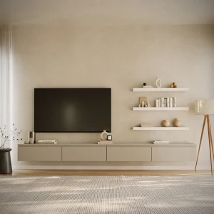 Hangend tv-meubel met 4 kleppen – 300 cm – kasjmiergrijs – BEMMI Hangend tv-meubel met 4 kleppen – 300 cm – kasjmiergrijs – BEMMI