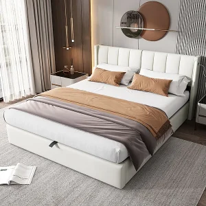 Gestoffeerd bed 140 x 190 cm – met USB-poort voor opladen – met LED-verlichting – instelbaar hoofdeinde – PU – wit (matras niet inbegrepen) Gestoffeerd bed 140 x 190 cm – met USB-poort voor opladen – met LED-verlichting – instelbaar hoofdeinde – PU – wit (matras niet inbegrepen)