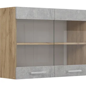 Glazen keukenkast beton 80x31x60 r-line