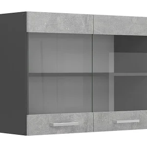 Glazen keukenkast beton 80x31x60 r-line