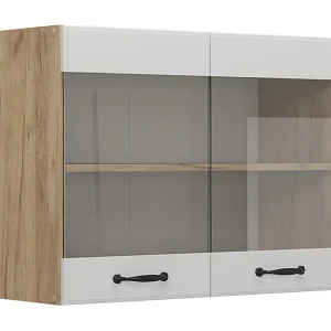 Glazen keukenkast wit landhuis 80x31x60 r-line