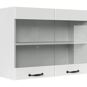 Glazen keukenkast wit landhuis 80x31x60 r-line