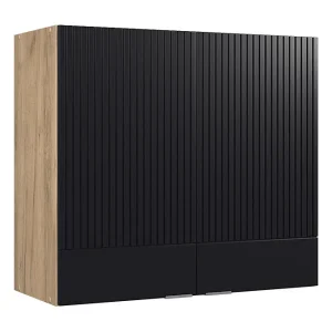 Glazen keukenkast zwart gestreept 80×34.1×72 fame-line