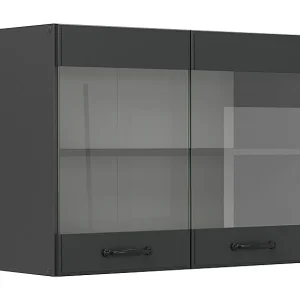 Glazen keukenkast antraciet landhuis 80x31x60 r-line Glazen keukenkast antraciet landhuis 80x31x60 r-line