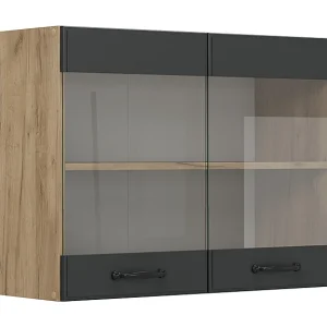 Glazen keukenkast antraciet landhuis 80x31x60 r-line Glazen keukenkast antraciet landhuis 80x31x60 r-line