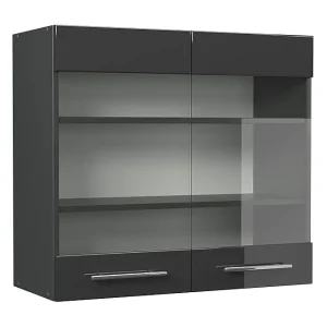 Glazen keukenkast antraciet hoogglans 80×34.1×72 fame-line Glazen keukenkast antraciet hoogglans 80×34.1×72 fame-line