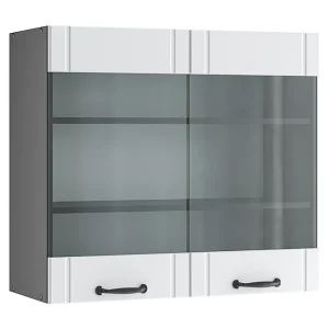 Glazen keukenkast wit landhuis 80×34.1×72 fame-line
