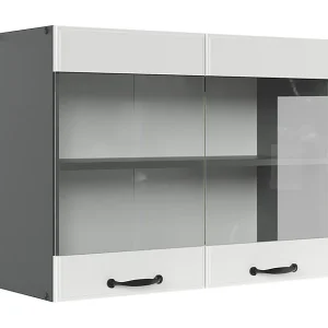 Glazen keukenkast wit landhuis 80x31x60 r-line