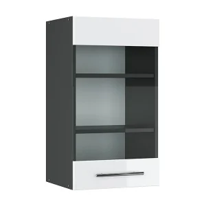 Glazen keukenkast wit hoogglans 40×34.1×72 fame-line