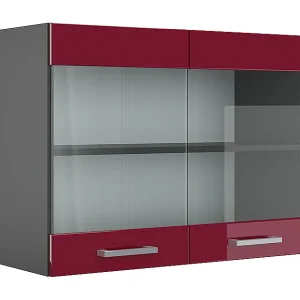 Glazen keukenkast rode hoogglans 80x31x60 r-line