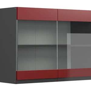 Glazen keukenkast rood 80x31x60 r-line