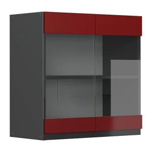Glazen keukenkast rood 60x31x60 r-line