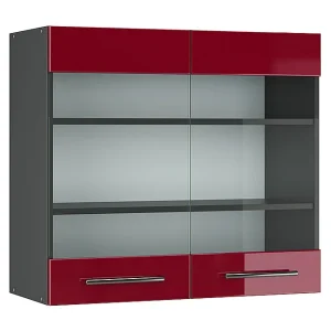Glazen keukenkast bordeauxrode hoogglans 80×34.1×72 fame-line Glazen keukenkast bordeauxrode hoogglans 80×34.1×72 fame-line